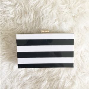 Kate Spade Style Box Clutch Stripe Purse BOGO